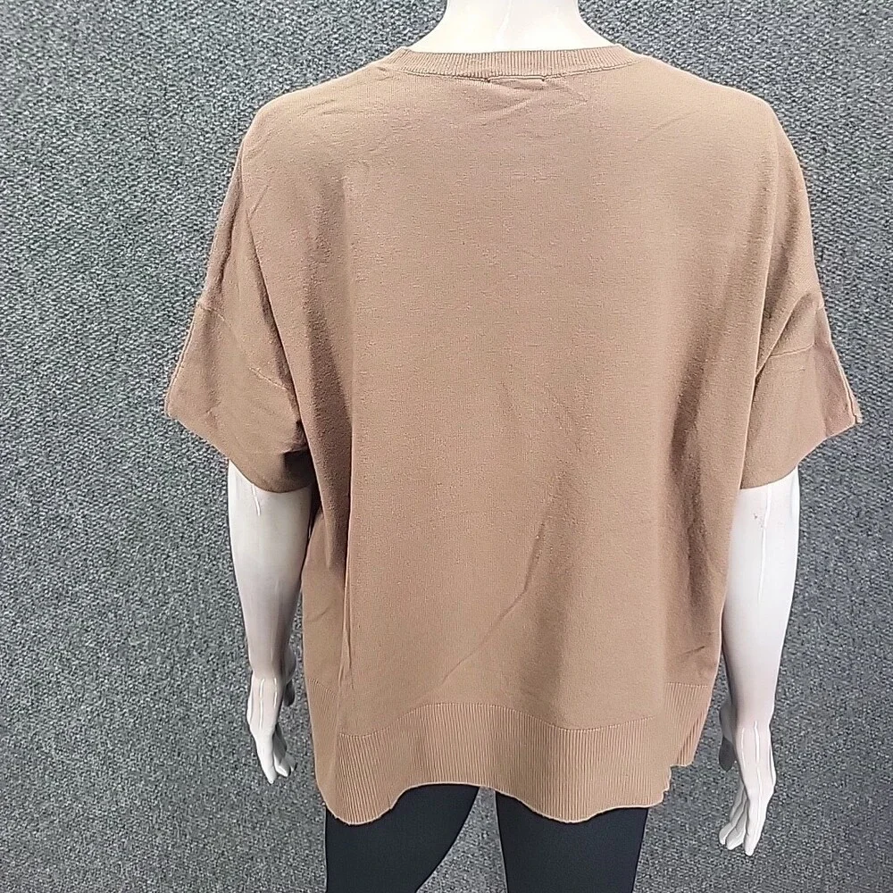 Splendid Taupe Boxy Short Sleeve Knit Top